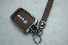 Чохол BMW метал + коричнева шкіра