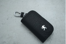 Автоключниця чохол Peugeot шкіра чорна