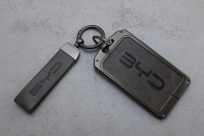 Чохол BYD графіт метал + шкіра сіра