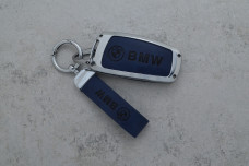Чохол BMW синій метал + шкіра, універсальний