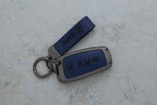 Чохол BMW синій сірий шкіра + метал, універсальний