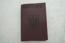 Обкладинка на паспорт бордовий шкіра