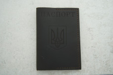 Обкладинка на паспорт темно-коричневий шкіра 