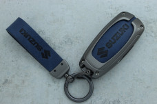 Чохол Suzuki сірий синій метал + шкіра, універсальний