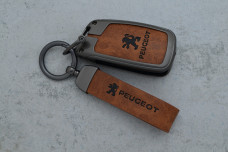 Чохол Peugeot сірий коричневий метал шкіра