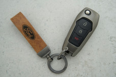 Чохол Ford 3KH (Mondeo Focus, Fiesta) graphite / brown мет+шкіра №9