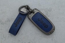 Чохол JEEP синій шкіра + метал, універсальний