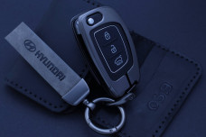 Чохол Hyundai метал + шкіра, універсальний