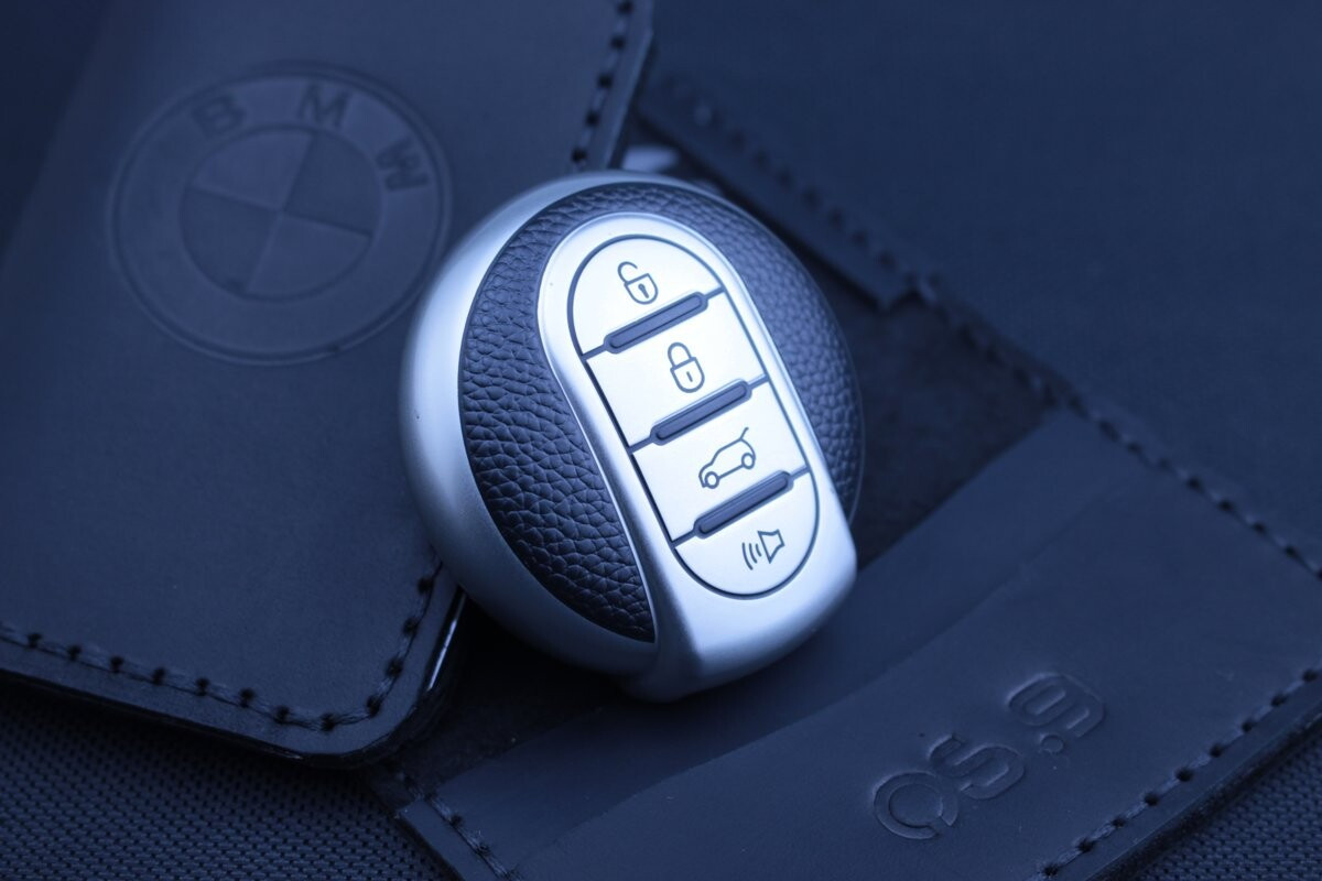 Чохол Mini Cooper срібло фактура шкіри